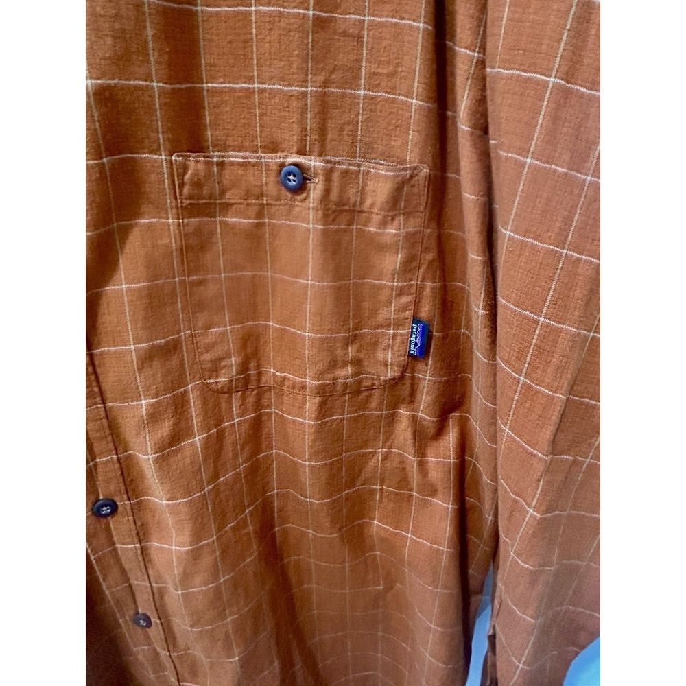 Patagonia M's 100% Organic Cotton Long Sleeve Shirt Mens XL Madras Gold Check - Picture 4 of 8